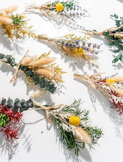 WILD AUTUMN 12 Kind Dried Flowers Set - Including Lavender, Eucalyptus, Wheat, Bunny Tails, Handmade for DIY Crafts, Vase Decor, Wedding/Home/Birthday/Seasonal Decor