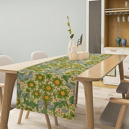 William Morris Original Design Green Table Runner Vintage Floral Table Runner for Dining Table Decor 13 x 90 Inch