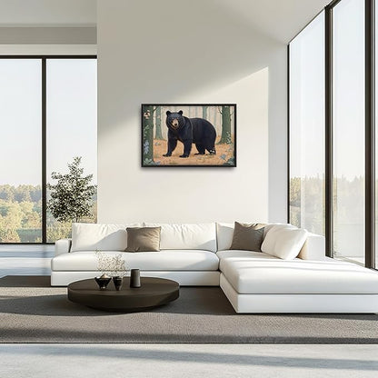 Framed Large Pictures Wall Art for Living Room, Forest Bear Oversized Wall Decor Cabin Animal Canvas Print Painting Extra Large Framed Artwork for Bedroom Office 36"x24"