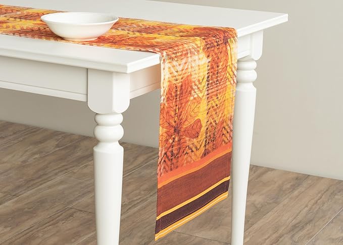 Maison d' Hermine Table Runner 100% Cotton Single Layer Table Runners 108 inches Long for Thanksgiving Christmas Decorations Home Kitchen Dining Party Wedding (Thanksgiving Tartan, 14.5" x 108")