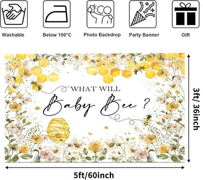 Avezano Baby Gender Reveal Backdrop - Honeycomb Bee Theme Party Decorations Banner (5x3ft)