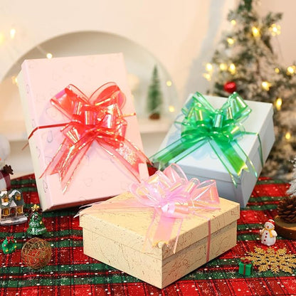 24PCS Sky Blue Pull Bows for Gift Wrapping, 6" Large Pre-Tied Decorative Bows for Christmas, Wedding, Birthday, Party Decorations, Reusable Instant Floral Decors for Gifts, Bouquets, Baskets