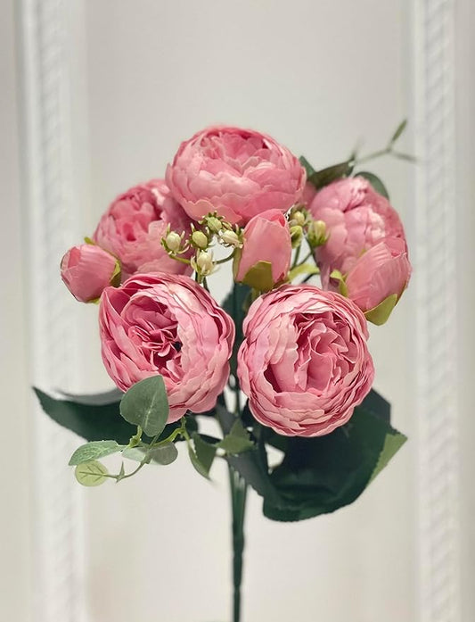 Artificial Peony Stems in Variety of Colors - Silk Faux Floral Home Decor (Sweet Pink)