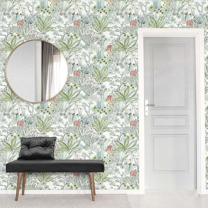 Wudnaye Boho Peel and Stick Wallpaper Catus Wallpaper 17.7" x 590.4"Vintage Floral Wallpapers Peel and Stick Botanical Removable Wall Paper Boho Self Adhesive Contact Paper for Bathroom Cabinets