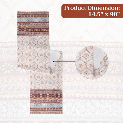Maison d' Hermine Table Runner 100% Cotton Single Layer Table Runners 90 inches Long for Thanksgiving Christmas Decorations Home Kitchen Dining Party Wedding (Fair Isle, 14.5" x 90")