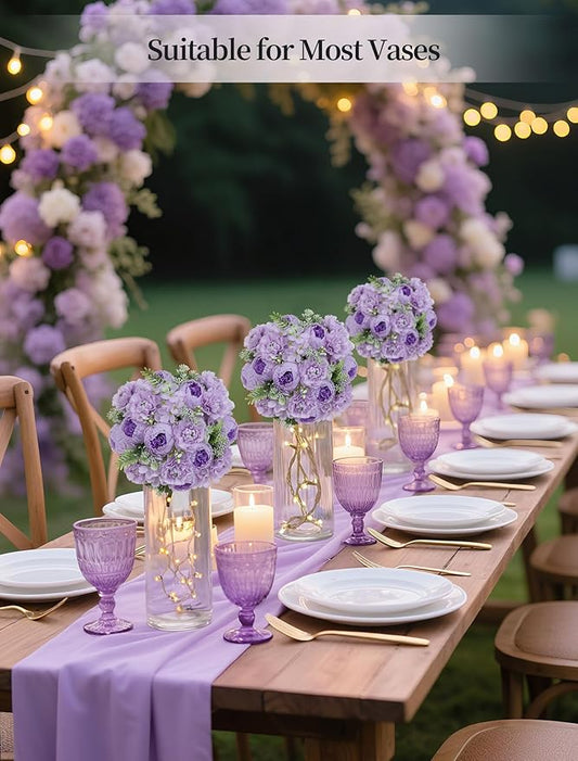 BLOSMON Flower Balls for Wedding Centerpieces: 10pc 9.5 Inch Lilac Fake Peonies Floral Arrangement Bouquet Wedding Decoration Easy Use Artificial Silk Kissing Ball Home Party Baby Shower Decor