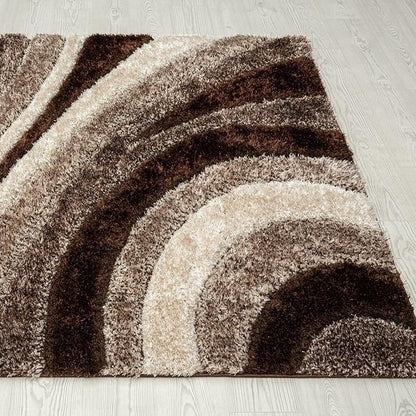 LUXE WEAVERS Lantanas Collection 7070 Brown 5x7 Modern Shag Geometric Area Rug
