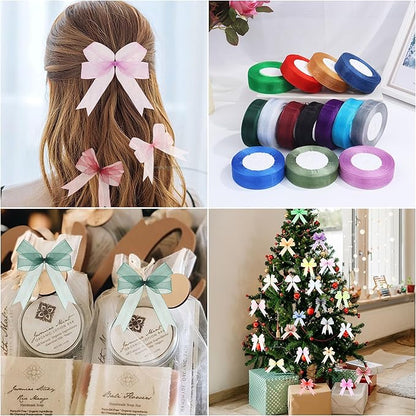 3/4 Inch x 50 Yards Sheer Organza Ribbon Chiffon Ribbon for Gift Wedding Flower Bouquet Wrapping Decorations Crafts (Wine red)