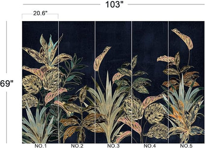 Tropical Plant Flowers and Leaves Wallpaper for Bedroom 103" x 69"