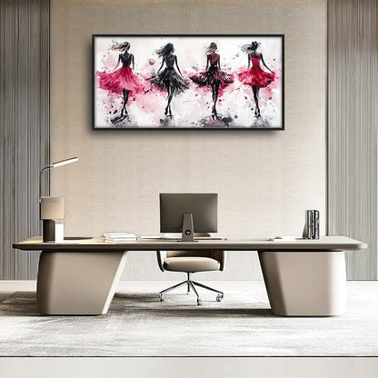 Fashion Woman Large Wall Art Watercolor Girl Pictures Wall Decor Pink Canvas Female Print Painting Modern Artwork Home Decoration for Living Room Bathroom Bedroom Office Framed 60"x30"