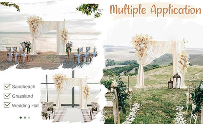 Wedding Arch Flowers with Drapes Kit (Pack of 5) - 2pcs Artificial Beige & Cream Deluxe Swag with 3pcs Hanging Drapes for Wedding Ceremony Arbor Reception Backdrop Rose Floral Decorations