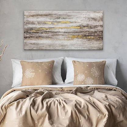 YISXINOAG Abstract Wall Art Decor Grunge Room Abstract Wall Decor Art Brown Grey Canvas Art Wall 20" X 40" Painting Brown And White Wall Art For Bedroom Office Dining Room