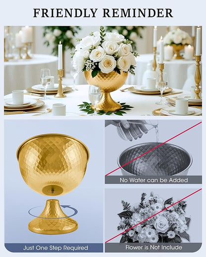 10 Pcs Distressed Gold Metal Compote Bowl Centerpieces for Tables,Urn Vases for Vintage Wedding Centerpieces,Elegant Compote Vases,Pedistal Vase for Christmas Anniversary Party(Gold)