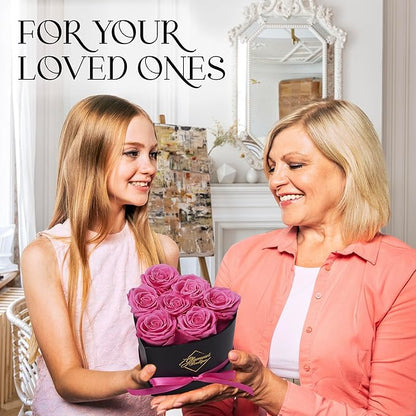 GLAMOUR BOUTIQUE 7 Flower Forever Heart Shape Box - Preserved Roses Gift for Her, Preserved Flowers, Pink