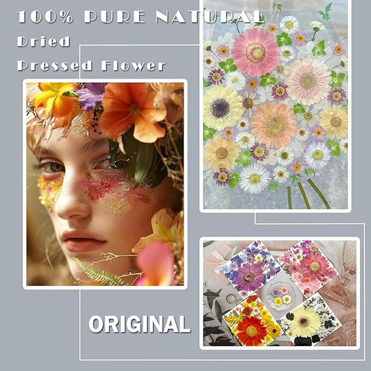 106Pcs Big Dried Pressed Flowers for Resin, Assorted Real Natural Bulk Dry Floral Leaves for DIY Art Crafts, Epoxy Molds, Jewelry, Soap, Candle Making, Nails Decors
