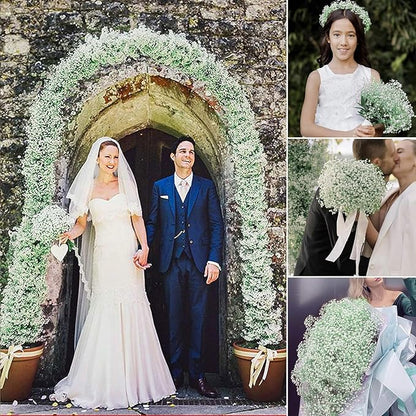 JIFTOK Babys Breath Artificial Flowers, 60 Pcs Fake Flowers Gypsophila Bouquet Fall Flowers Artificial for Decoration, Real Touch Silk Flower for Wedding Christmas DIY Party Home Garden Office(White)