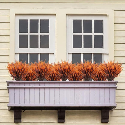 20 Bundles Artificial Fall Lavender Flowers Outdoor UV Resistant Fake Flowers No Fade Faux Plastic Plants Garden Porch Window Box Decorating (Golden Yellow)