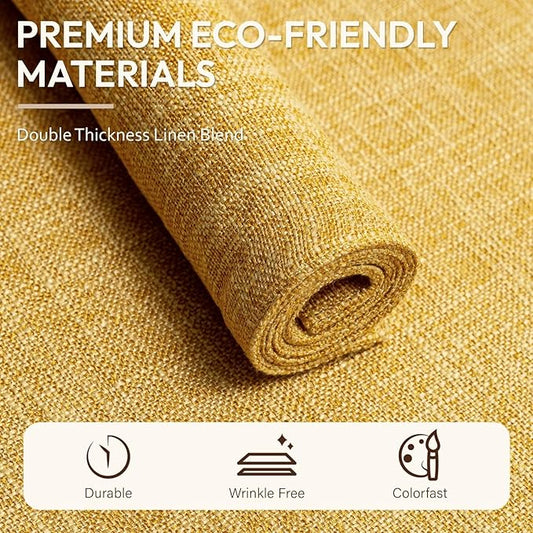 Blue Forest Placemats Set of 8, Dual-Layered Thickened Faux Linen Cloth Place Mats Heat Resistant Machine Washable Wrinkle Free Table Mats Indoor/Outdoor (Yellow)