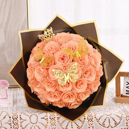 Waipfaru Glitter Roses Bouquet, DIY Fake Flowers Bouquet, Birthday Gifts for Women Mom, 36 Pcs Champagne Rose for Wife Girlfriend Valentines, Mothers Day, Anniversary, Graduation
