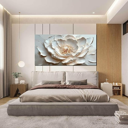 White and Pink Flower Wall Art for Living Room - Large Modern Wall Art Bedroom - Floral Bedroom Wall Decor for Teen Girls Size 29" x 59"