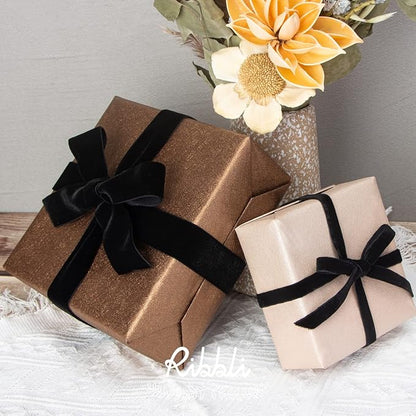 Ribbli Polyester Black Velvet Ribbon,5/8 Inches Continuous10-Yard Spool,Christmas Ribbon for Gift Wrapping,Floral Bouquets, Home Decor
