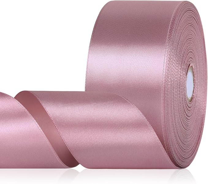 Rosy Mauve Ribbon 2 Inch 60 Yards Mauve Pink Satin Ribbon for Crafts, Gift Wrapping, Birthday Party, Flower Bouquet, Bows, Wedding and Festival Decor