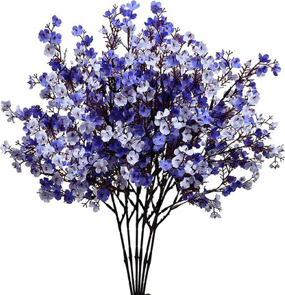 Mandy's Shades of Blue Artificial Baby’s Breath European Flowers 6 Bundles Silk Gypsophila with Bendable Stems for Fall Thanksgiving & Christmas Centerpiece Wedding Decor and Table Arrangements