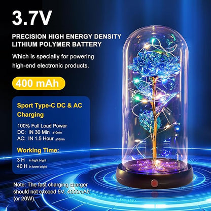 Beferr Birthday Gifts for Women Mom Rechargeable Galaxy Glass Roses Forever Preserved Flowers for Delivery Prime Smart Touch Light Up Rose in Dome Gift for Grandma Sister Wife Her Girlfriends Daughter