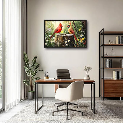Cardinal Bird Large Decor Framed Wall Art Forest Pictures for Living Room, Oversized Canvas Print Painting Modern Extra Large Framed Artwork for Bedroom Office Home Decor 36"x24"