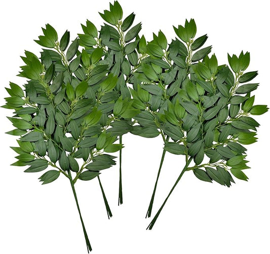 18Pcs Italian Ruscus Greenery Stems Artificial Silk Greenery Leaves Garland Vines Hanging Spray for DIY Wedding Arch Bouquet Filler Table Centerpieces Home Indoor Decor