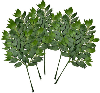 60Pcs Italian Ruscus Greenery Stems Artificial Silk Greenery Leaves for DIY Wedding Arch Bouquet Filler Table Centerpieces Home Indoor Decor