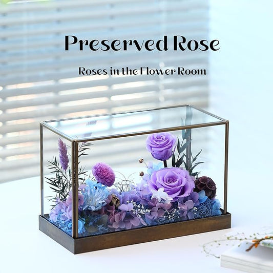 Christmas Flowers Roses Gifts for Mom,Forever Real Preserved Rose in Glass Dome,Christmas Roses Gifts for Women Grandma Wife Mother in Law