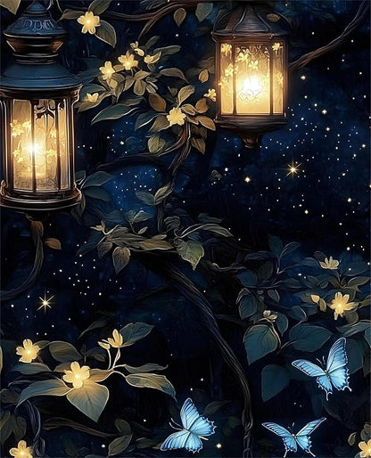 Dark Wallpaper Peel and Stick Night Forest Contact Paper Vintage Green Leaf Wall Paper Vinyl Waterproof Self Adhesive Retro Lantern Butterfly Walls Mural for Bedroom Cabinet Table Décor17.5" x 118"