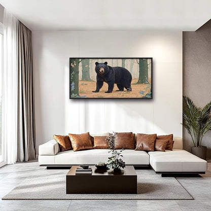 Framed Large Pictures Wall Art for Living Room, Forest Bear Oversized Wall Decor Cabin Animal Canvas Print Painting Extra Large Framed Artwork for Bedroom Office 60"x30"