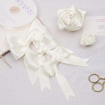 Antique White Satin Ribbon, Double Faced 7/8 Inch X 25 Yards Antique White Ribbon, Premium Satin Ribbon for Gift Wrapping, Crafts, Hair Bow Making, Sewing, Flower Bouquet, Wedding Party Decor