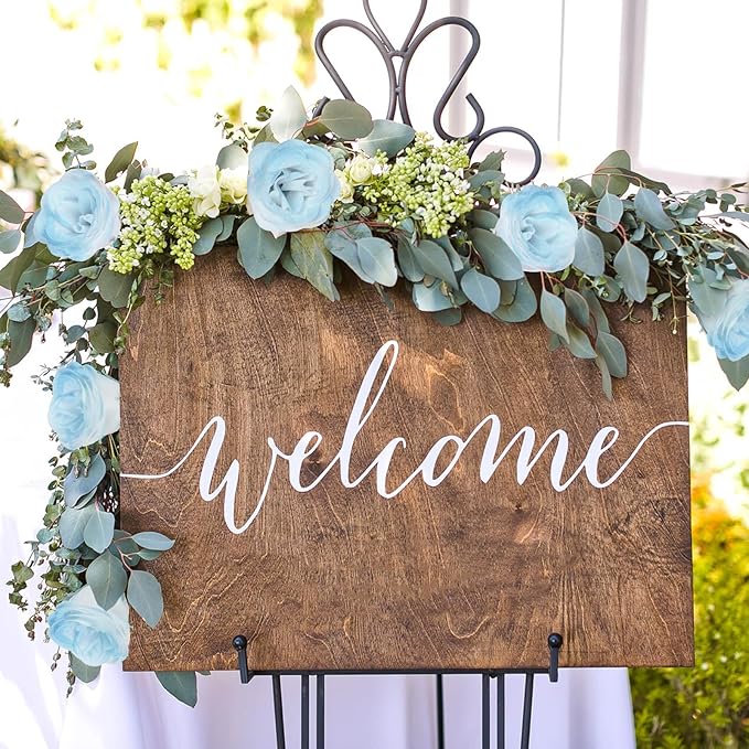 30PCS Light Blue Artificial Roses Fake Glitter Flowers Silk Roses with Stems for Wedding Bouquet Party Christmas Home Decor(Gradient Sky Blue)