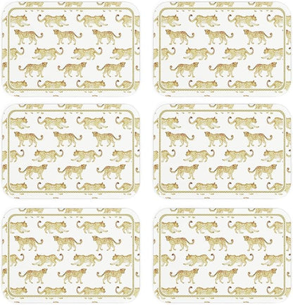 patdrea Animal Print Rectangular PVC Placemats, Pack of 6, Waterproof Insulation, Soft and Durable, Suitable for Dining Table, Kitchen and Coffee Table Decoration,12"*17"
