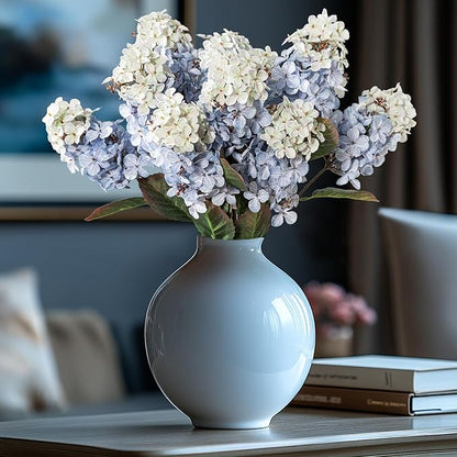Fake Flowers Hydrangea Silk Flowers with Stems White Flowers Fake Flowers in Vase Hydrangea Artificial Flowers Winter Flowers Artificial for Decoration Vase Decor 24"8PCS Blue Without Vase