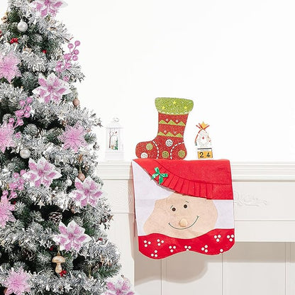 24Pcs Christmas Poinsettia Artificial Flowers and Glitter Berries Kit, 2 Styles Total 16Pcs Christmas Tree Flowers Ornaments, 8Pcs Christmas Tree Picks for Wedding Holiday Decorations, Pink