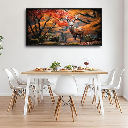 Framed Large Pictures Wall Art for Living Room, Forest Deer Oversized Wall Decor Elk Animal Canvas Print Painting Modern Extra Large Framed Artwork for Bedroom Office 60"x30"