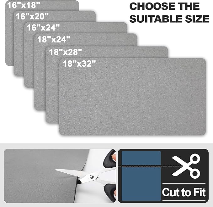 Dish Drying Mat for Kitchen Counter | Coffee Bar Mat for Countertops | Heat Resistant Drainer Mat with Non-slip Rubber Backed | Hide Stain Kitchen Absorbent Draining Mat | Grey 16"x18"
