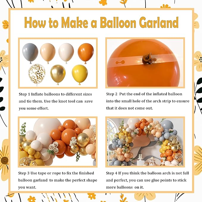 Dusty Orange Balloon Arch Kit, 152Pcs Dusty Orange Grey Pastel Orange Lemon Yellow White Sand Gold Confetti Balloons for Baby Bridal Shower Wedding Engagement Birthday Party Decorations