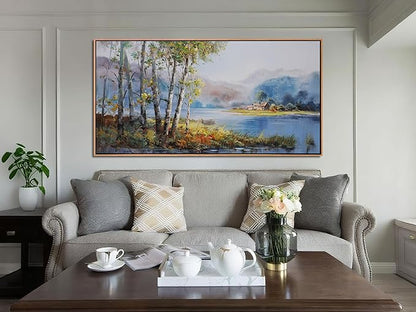 Arjun Framed Forest Picture for Living Room, Wall Art for Bedroom Nature Painting Wall Decor, Office Artwork Home Dining Room Large 40"x20"