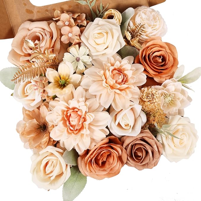 Artificial Flowers Combo Box Set Fake Flowers with Stems Artificial Bouquet Flowers for Wedding Centerpieces Arrangements Baby Shower Party Home Decor