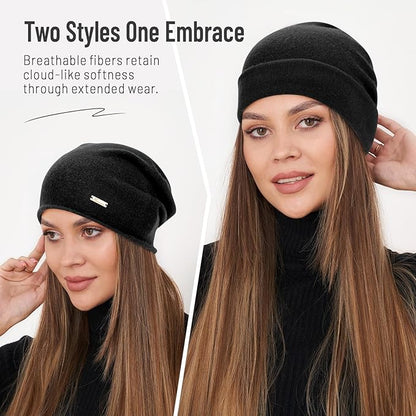 100% Wool Slouchy Beanie, Warm Beanie Hats for Women Breathable Knitting Skull Beanies Cap for Spring Fall Winter
