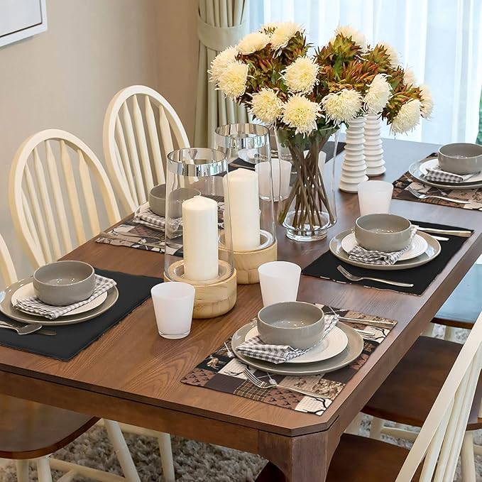 Vintage Camouflage Bear Moose Place Mats Set of 6 Pine Tree Wild Animal Kitchen Dining Table Mat for Indoor Outdoor Decorations 12 X 18 Inch 6 PCS, Style-21