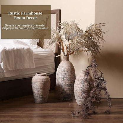 ALMA Handmade Pinky Beige Textured Vase 18 Inch Tall|Large Rustic Floor Vase for Pampas Grass|for Modern Farmhouse Decor, Living Room,Entryway Table Decor