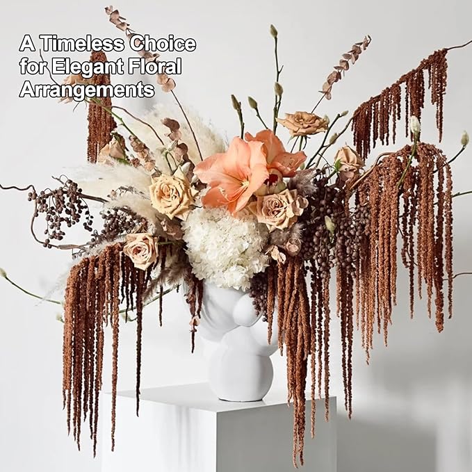 5Pcs Dried Amaranthus Hanging Flowers, 23" Brown Preserved Natural Wisteria for Wedding Arch, Fall Thanksgiving, Table Centerpiece, Wall Hanging Lover Tears, Floral Arrangement, Farmhouse Decor