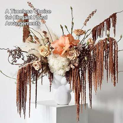 5Pcs Dried Amaranthus Hanging Flowers, 23" Brown Preserved Natural Wisteria for Wedding Arch, Fall Thanksgiving, Table Centerpiece, Wall Hanging Lover Tears, Floral Arrangement, Farmhouse Decor