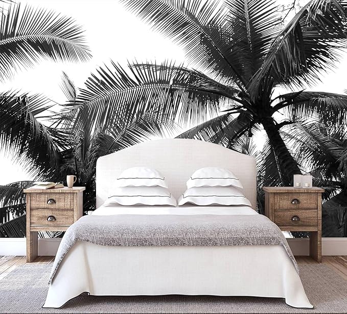 WFBHUA-Black Palm Tree Wallpaper Peel and Stick Tropical Self Adhesive Wall Mural for Living Room Bedroom 157“x108